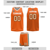Custom White Orange Classic Style Reversible Basketball Uniform Personalized COOLMAX BBJR-D017052